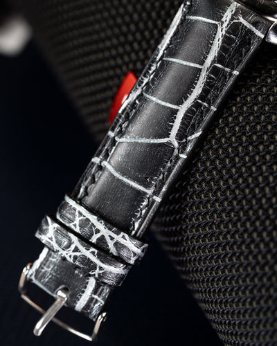 Bespoke Watch Strap in Black Silver Alligator