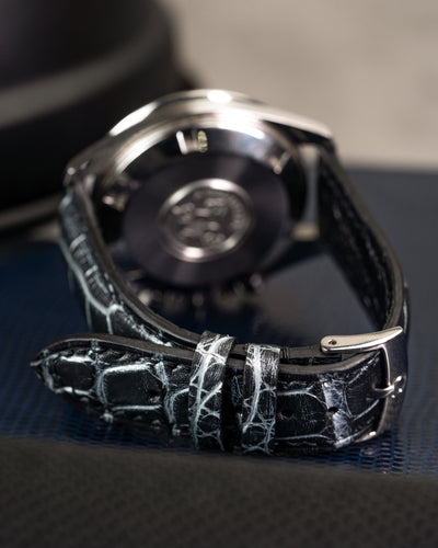 Bespoke Watch Strap in Black Silver Alligator
