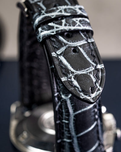 Bespoke Watch Strap in Black Silver Alligator