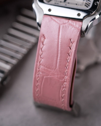 Bespoke Watch Strap in Baby Pink Crocodile