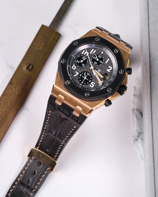 Bespoke Watch Strap in Charcoal Grey Alligator