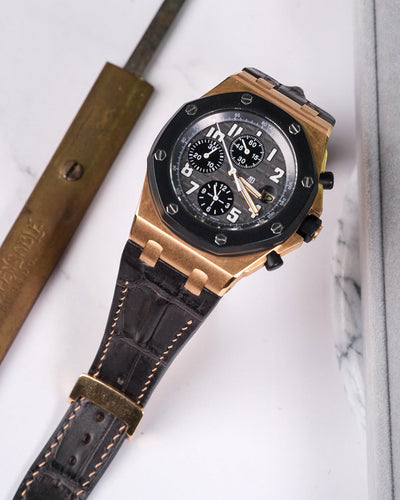 Bespoke Watch Strap in Charcoal Grey Alligator