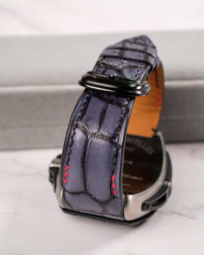 Bespoke Watch Strap in Grey Rubbed Off Crocodile