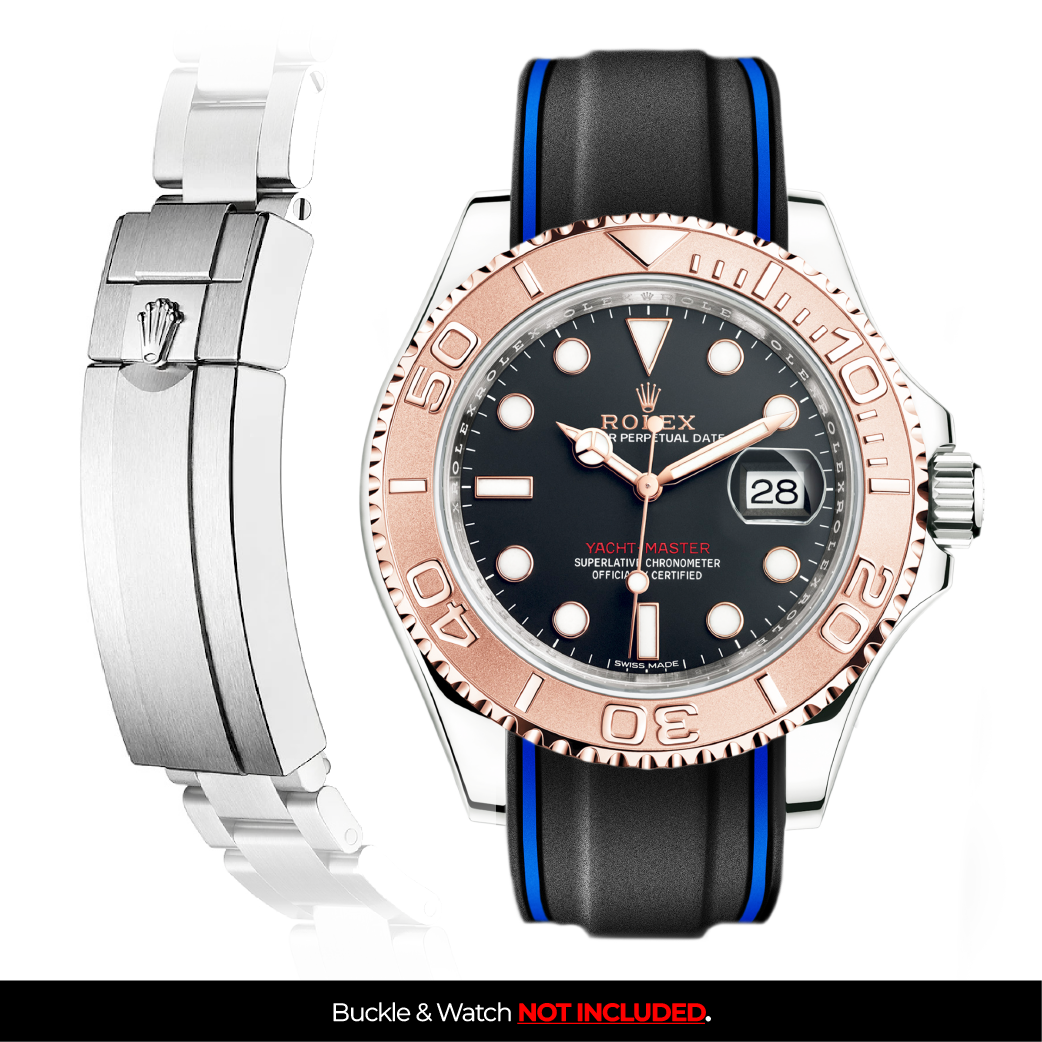 Solitaire Rubber strap for Rolex Yacht Master 40MM Deployant Clasp Solitaire Official