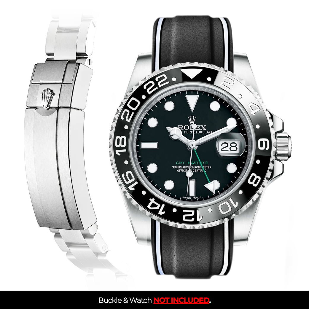 Solitaire Rubber strap for Rolex GMT Master II (Deployant Clasp)