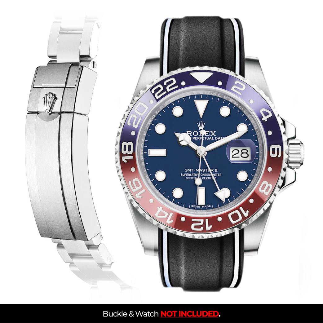 Solitaire Rubber strap for Rolex GMT Master II (Deployant Clasp)