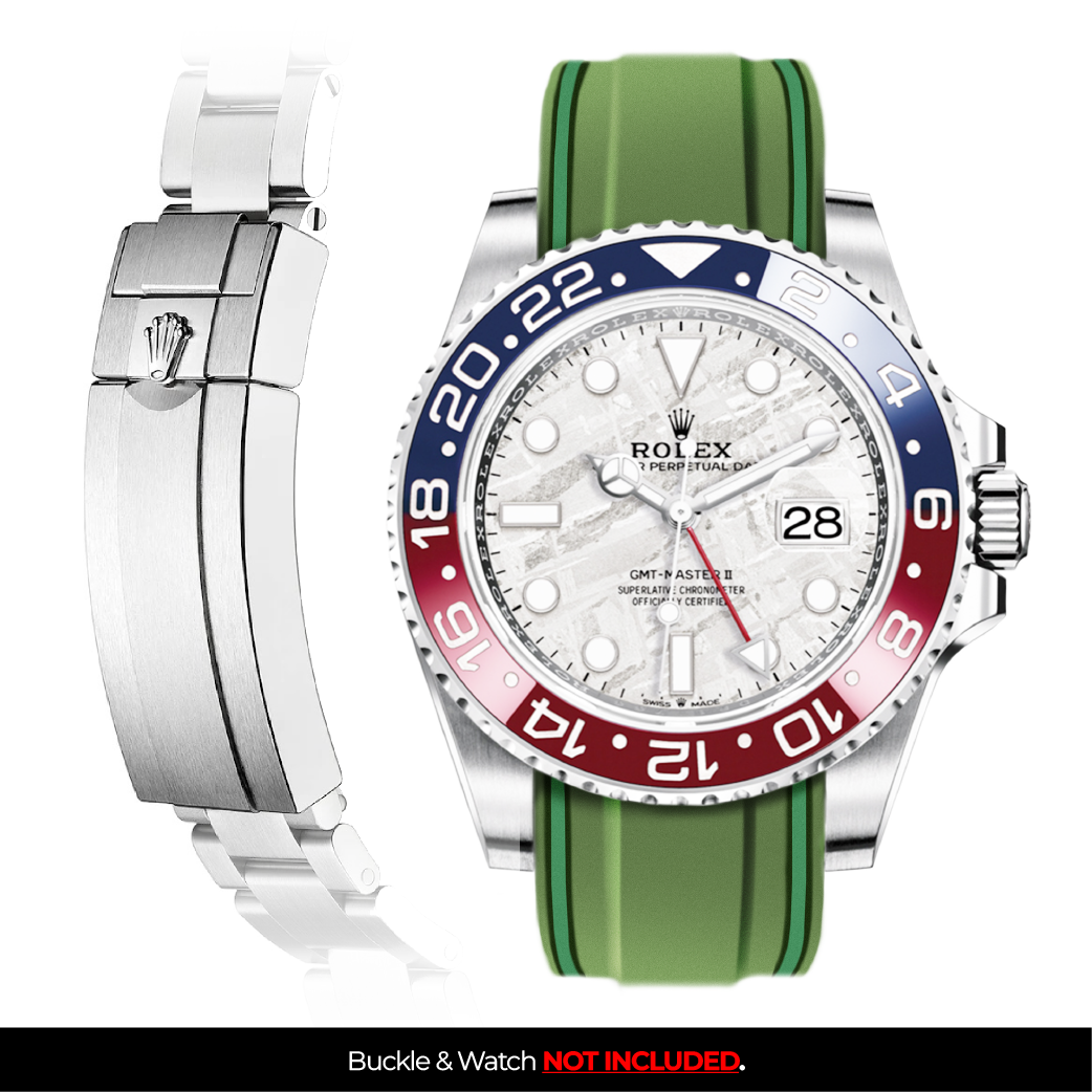 Solitaire Rubber strap for Rolex GMT Master II Deployant Clasp