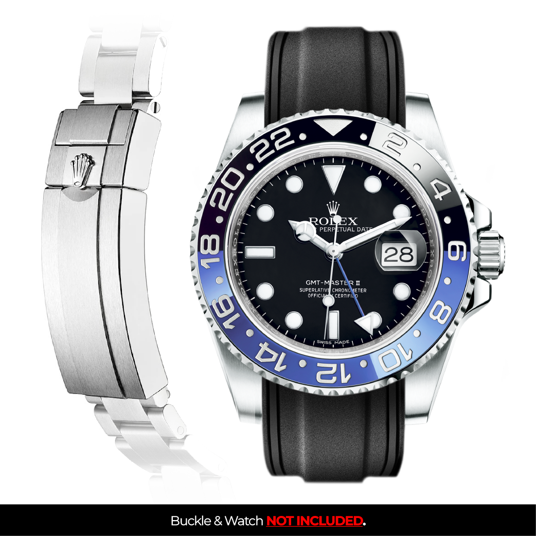 Solitaire Rubber strap for Rolex GMT Master II (Deployant Clasp ...