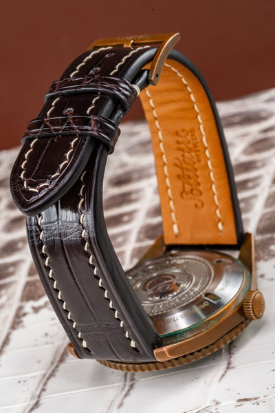 Bespoke Watch Strap in Dark Brown Crocodile