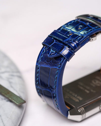 Bespoke Watch Strap in Electric Blue Crocodile