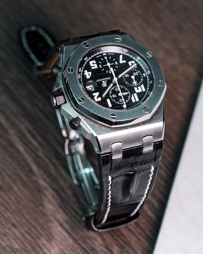 Bespoke Watch Strap in Black Crocodile