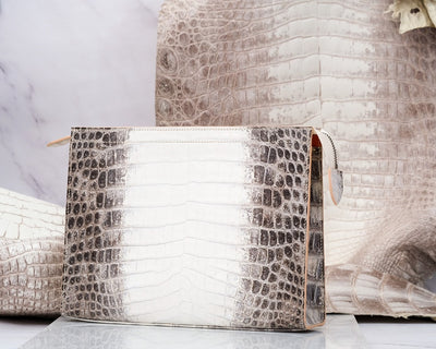 Bespoke Clutch Bag in Natural Himalayan Crocodile