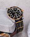 Bespoke Watch Strap in Gold Black Alligator