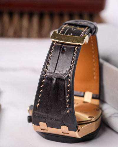 Bespoke Watch Strap in Charcoal Grey Alligator