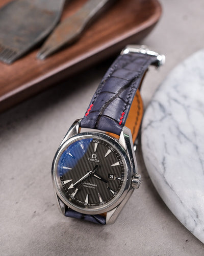 Bespoke Watch Strap in Grey Rubbed Off Crocodile