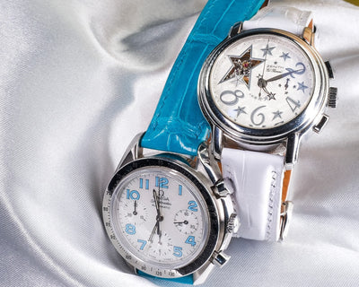 Bespoke Watch Straps in Miami Blue & White Crocodile