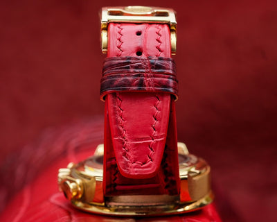 Bespoke Watch Strap in Red Himalayan Crocodile