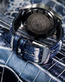 Bespoke Watch Strap in Tainted Blue Snowflake Crocodile