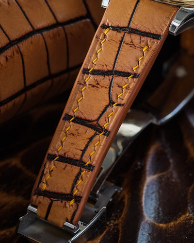Bespoke Watch Strap in 2 Tone Chestnut Brown Crocodile