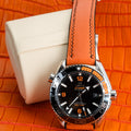 Bespoke Watch Strap in Orange Chevre