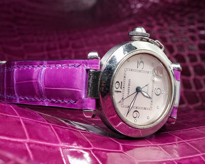 Bespoke Watch Strap in Fuchsia Pink Crocodile