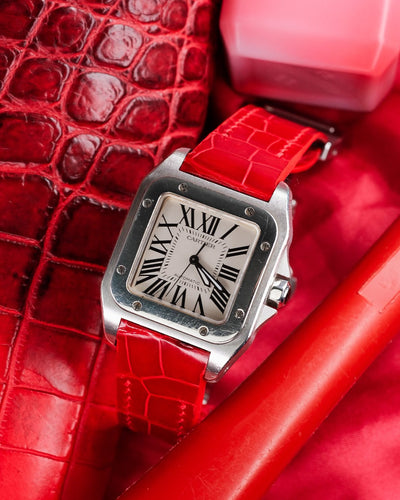 Bespoke Watch Strap in Ferrari Red Crocodile