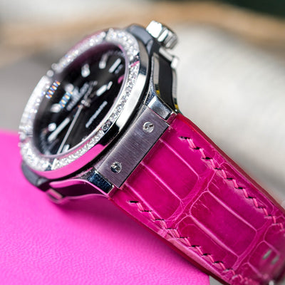Bespoke Watch Strap in Fuchsia Pink Crocodile