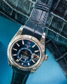 Bespoke Watch Strap in Navy Blue Crocodile