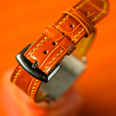 Bespoke Watch Strap in Orange Crocodile