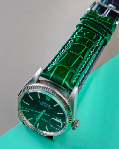 Bespoke Watch Strap in Hunter Green Crocodile