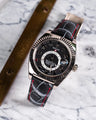Bespoke Watch Strap in Black Silver Crocodile