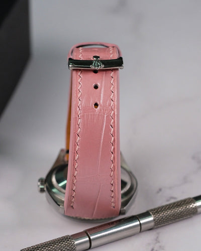 Bespoke Watch Strap in Baby Pink Crocodile