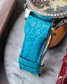 Bespoke Watch Strap in Turquoise Blue Crocodile