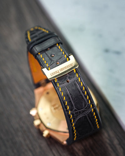 Bespoke Watch Strap in Charcoal Grey Alligator