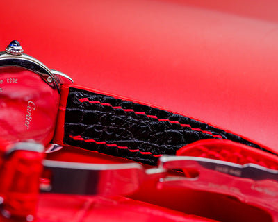 Bespoke Watch Strap in Ferrari Red Crocodile