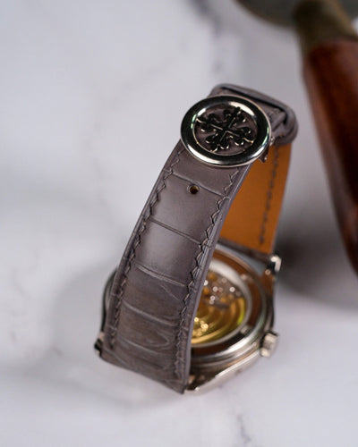 Bespoke Watch Strap in Grey Himalayan Crocodile