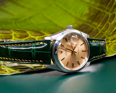 Bespoke Watch Strap in Hunter Green Crocodile