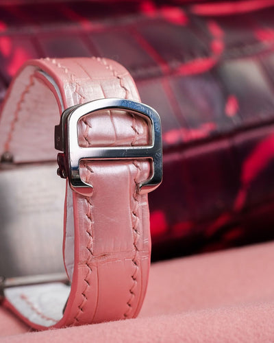 Bespoke Watch Strap in Baby Pink Crocodile