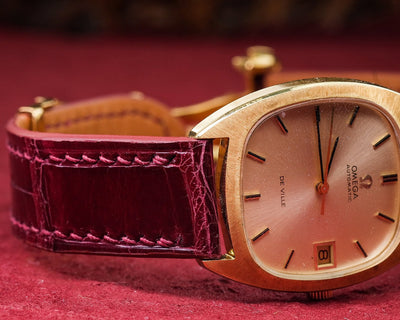 Bespoke Watch Strap in Maroon Red Crocodile