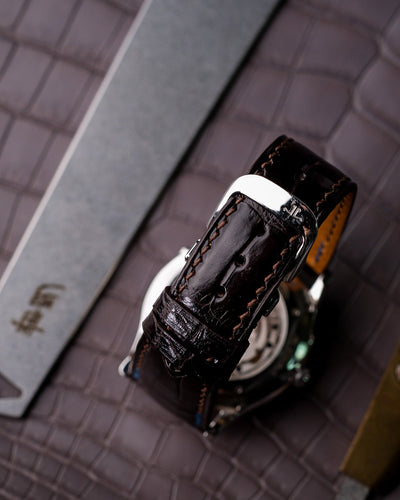Bespoke Watch Strap In Chocolate Brown Crocodile
