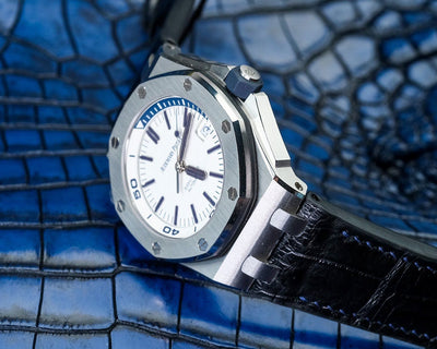 Bespoke Watch Strap in Navy Blue Crocodile