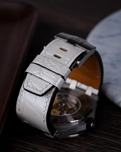 Bespoke Watch Strap in White Crocodile
