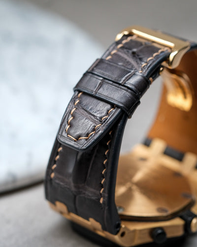 Bespoke Watch Strap in Charcoal Grey Alligator