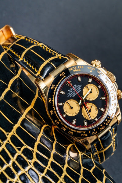 Bespoke Watch Strap in Gold Black Alligator