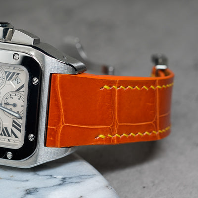 Bespoke Watch Strap in Orange Crocodile