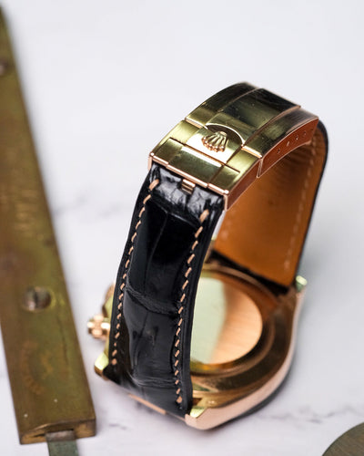 Bespoke Watch Strap in Black Crocodile
