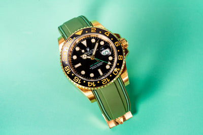 Solitaire Rubber straps in Deep Emerald Green for Rolex GMT-Master II 116718LN