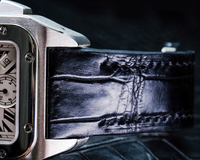 Bespoke Watch Strap in Black Crocodile