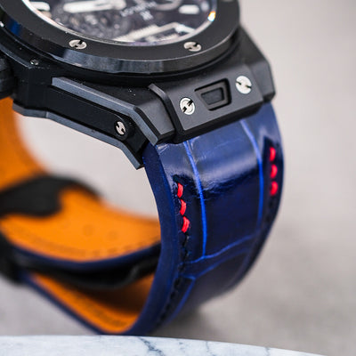 Bespoke Watch Strap in Electric Blue Crocodile