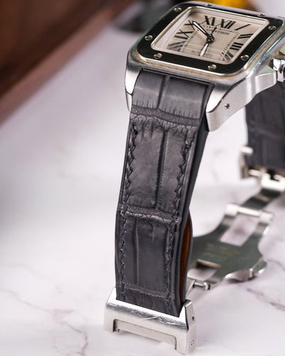 Bespoke Watch Strap in Charcoal Grey Alligator